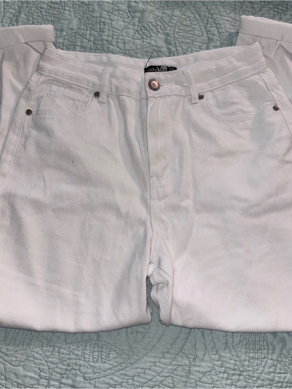 Boohoo White Straight Leg Jeans